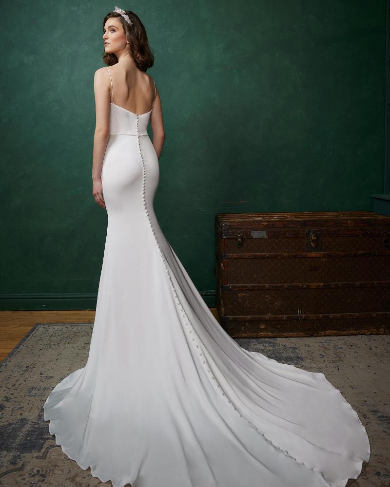 La23253 simple classic wedding dress with buttons down the back2